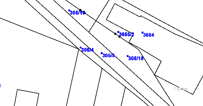 Parcela st. 305/5 v KÚ Kumburský Újezd, Katastrální mapa