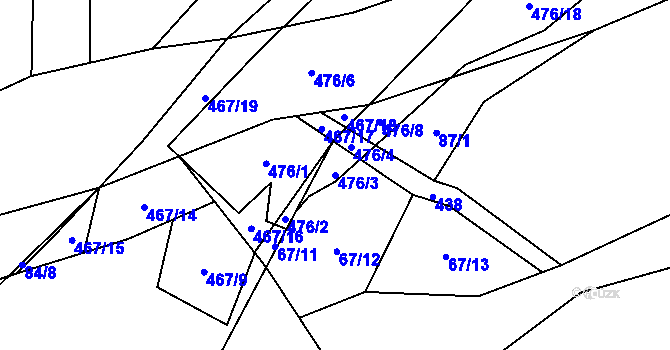 Parcela st. 476/3 v KÚ Kumburský Újezd, Katastrální mapa