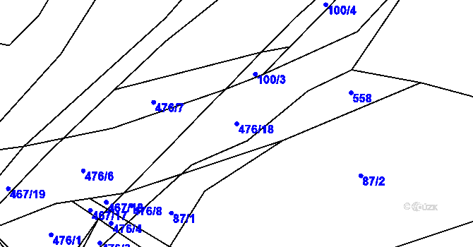 Parcela st. 476/18 v KÚ Kumburský Újezd, Katastrální mapa