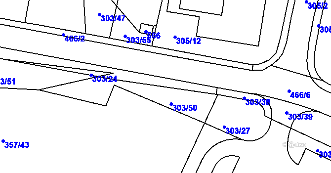 Parcela st. 303/18 v KÚ Kumburský Újezd, Katastrální mapa