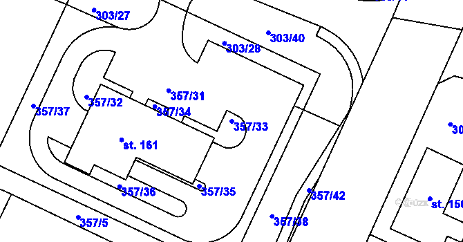 Parcela st. 357/33 v KÚ Kumburský Újezd, Katastrální mapa