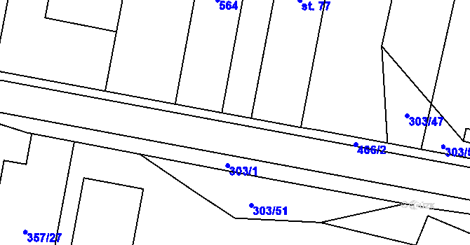 Parcela st. 303/43 v KÚ Kumburský Újezd, Katastrální mapa