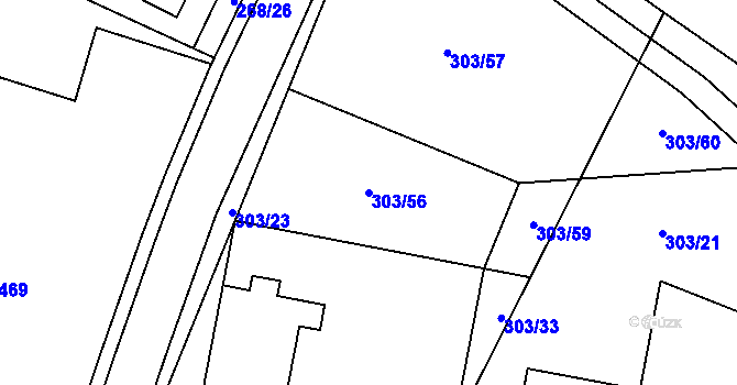 Parcela st. 303/56 v KÚ Kumburský Újezd, Katastrální mapa
