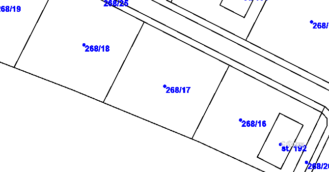 Parcela st. 268/17 v KÚ Kumburský Újezd, Katastrální mapa