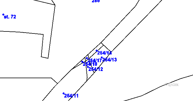 Parcela st. 254/14 v KÚ Studénka u Nové Paky, Katastrální mapa