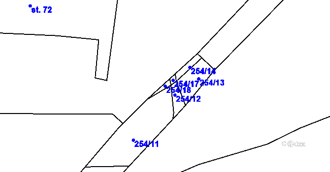 Parcela st. 254/18 v KÚ Studénka u Nové Paky, Katastrální mapa