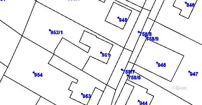 Parcela st. 951 v KÚ Studénka nad Odrou, Katastrální mapa