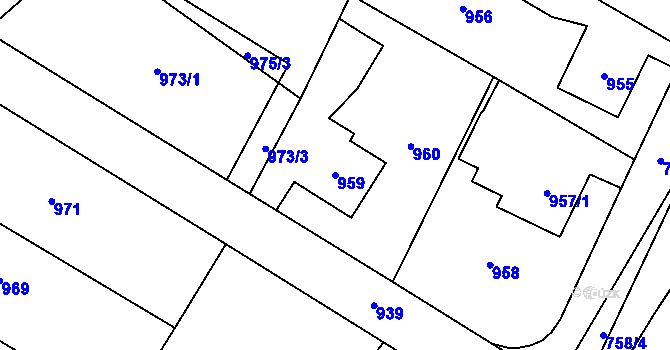Parcela st. 959 v KÚ Studénka nad Odrou, Katastrální mapa