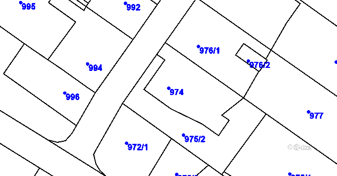 Parcela st. 974 v KÚ Studénka nad Odrou, Katastrální mapa