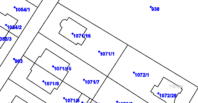 Parcela st. 1071/1 v KÚ Studénka nad Odrou, Katastrální mapa