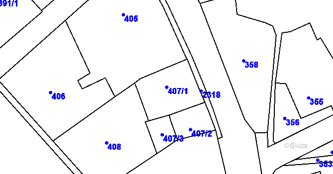 Parcela st. 407/1 v KÚ Studénka nad Odrou, Katastrální mapa