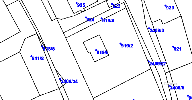 Parcela st. 919/6 v KÚ Butovice, Katastrální mapa