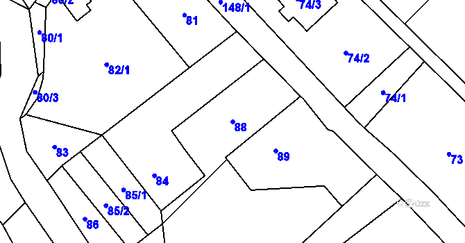 Parcela st. 88 v KÚ Butovice, Katastrální mapa