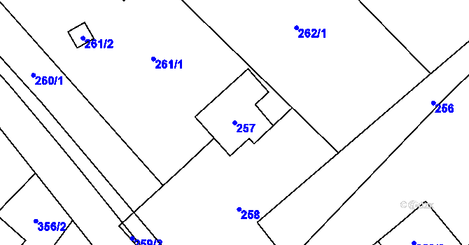 Parcela st. 257 v KÚ Butovice, Katastrální mapa