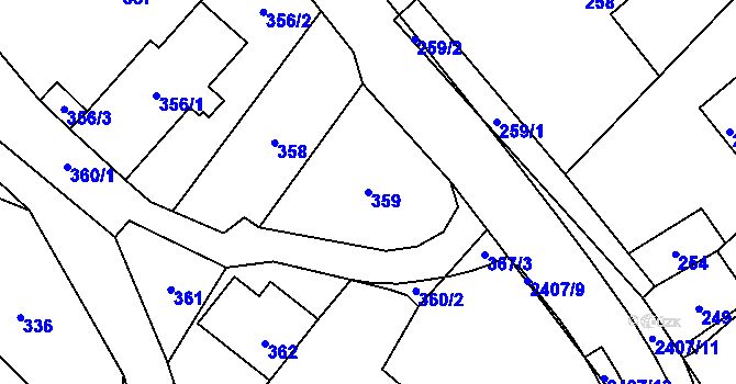 Parcela st. 359 v KÚ Butovice, Katastrální mapa