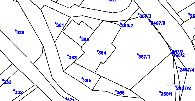 Parcela st. 364 v KÚ Butovice, Katastrální mapa