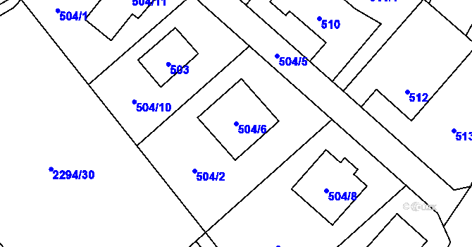 Parcela st. 504/6 v KÚ Butovice, Katastrální mapa