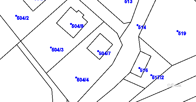 Parcela st. 504/7 v KÚ Butovice, Katastrální mapa