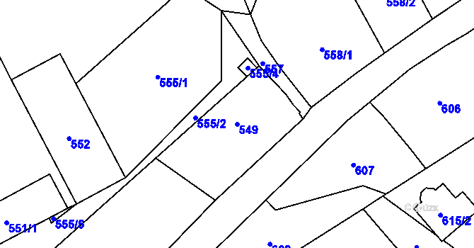 Parcela st. 549 v KÚ Butovice, Katastrální mapa