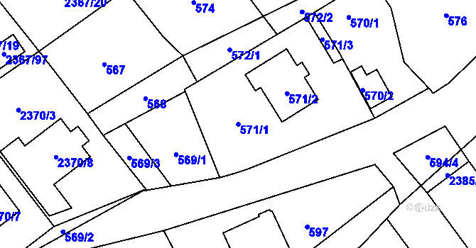 Parcela st. 571/1 v KÚ Butovice, Katastrální mapa