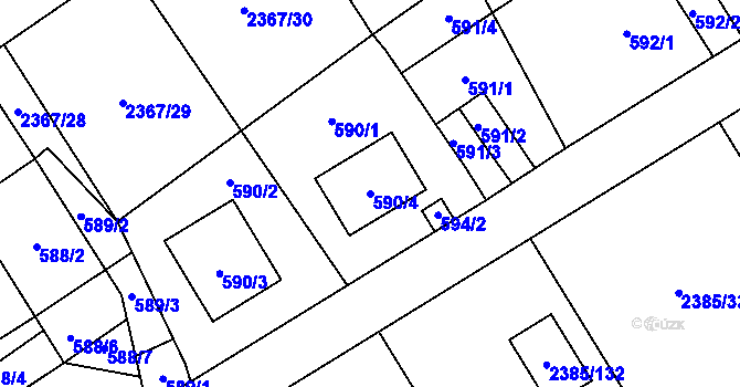 Parcela st. 590/4 v KÚ Butovice, Katastrální mapa
