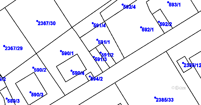 Parcela st. 591/2 v KÚ Butovice, Katastrální mapa