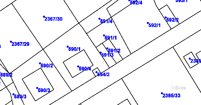 Parcela st. 591/3 v KÚ Butovice, Katastrální mapa