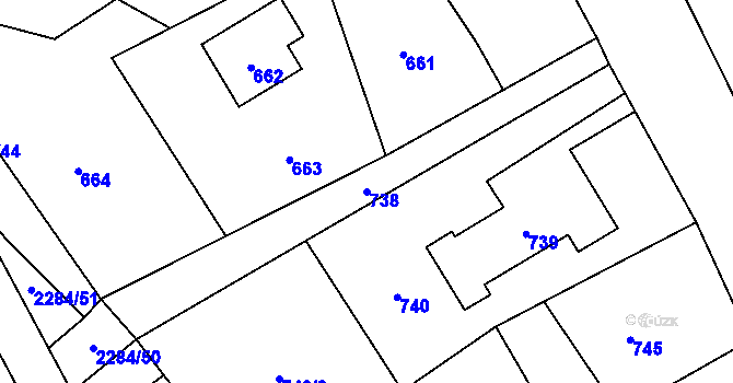 Parcela st. 738 v KÚ Butovice, Katastrální mapa