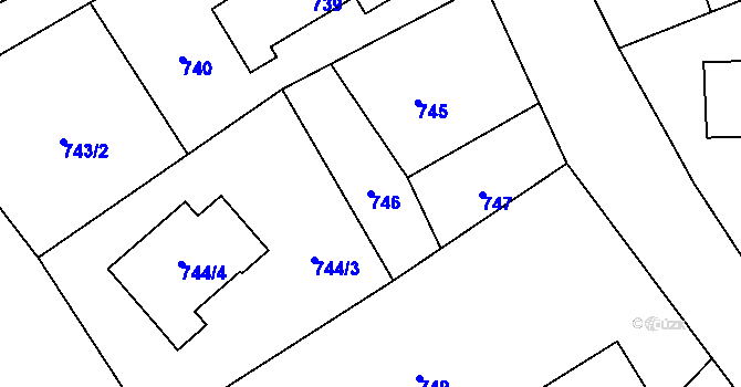 Parcela st. 746 v KÚ Butovice, Katastrální mapa
