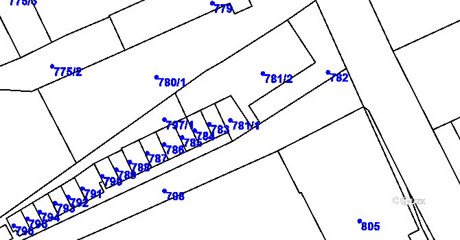 Parcela st. 781/1 v KÚ Butovice, Katastrální mapa