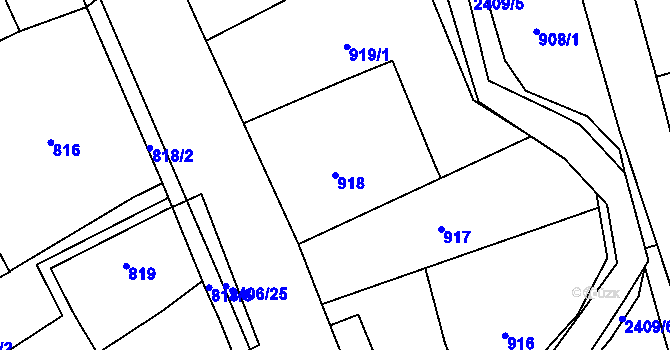 Parcela st. 918 v KÚ Butovice, Katastrální mapa