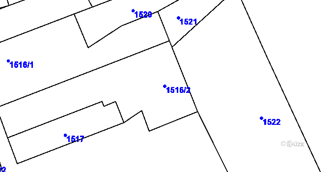 Parcela st. 1516/2 v KÚ Butovice, Katastrální mapa