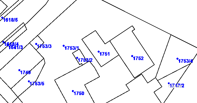 Parcela st. 1751 v KÚ Butovice, Katastrální mapa