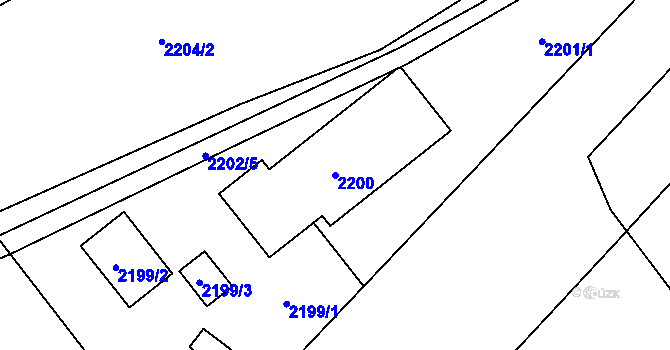 Parcela st. 2200 v KÚ Butovice, Katastrální mapa