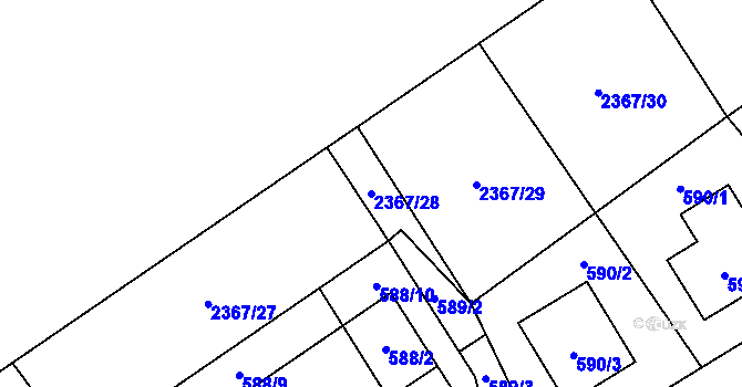Parcela st. 2367/28 v KÚ Butovice, Katastrální mapa