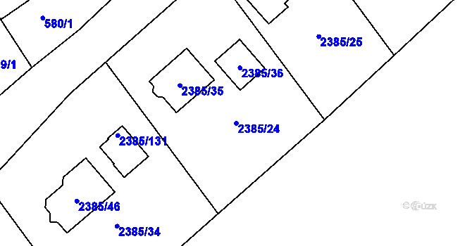 Parcela st. 2385/24 v KÚ Butovice, Katastrální mapa
