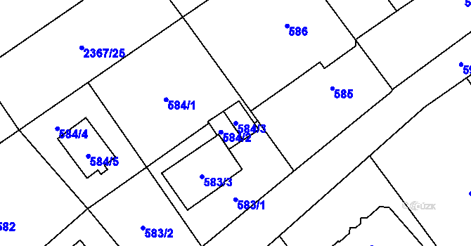Parcela st. 584/3 v KÚ Butovice, Katastrální mapa