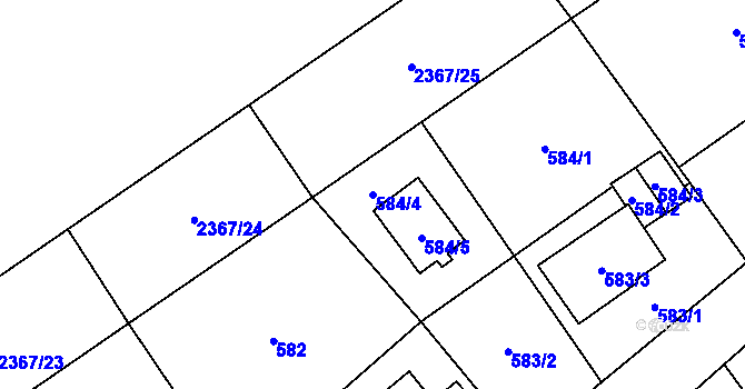 Parcela st. 584/4 v KÚ Butovice, Katastrální mapa