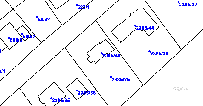 Parcela st. 2385/49 v KÚ Butovice, Katastrální mapa