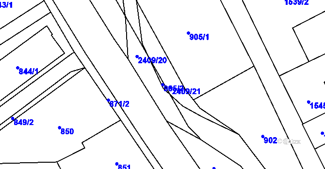 Parcela st. 905/2 v KÚ Butovice, Katastrální mapa