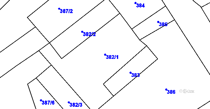 Parcela st. 382/1 v KÚ Butovice, Katastrální mapa