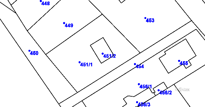 Parcela st. 451/2 v KÚ Butovice, Katastrální mapa