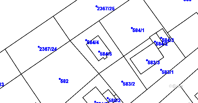 Parcela st. 584/5 v KÚ Butovice, Katastrální mapa