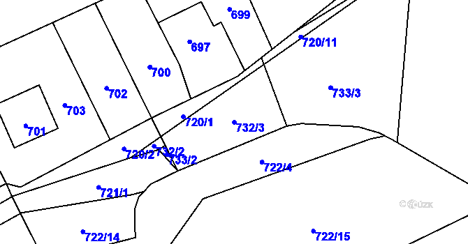 Parcela st. 732/3 v KÚ Butovice, Katastrální mapa