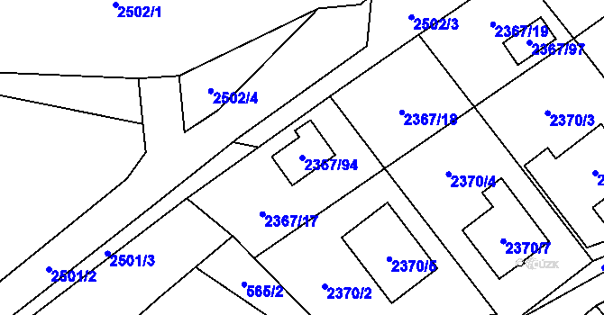 Parcela st. 2367/94 v KÚ Butovice, Katastrální mapa
