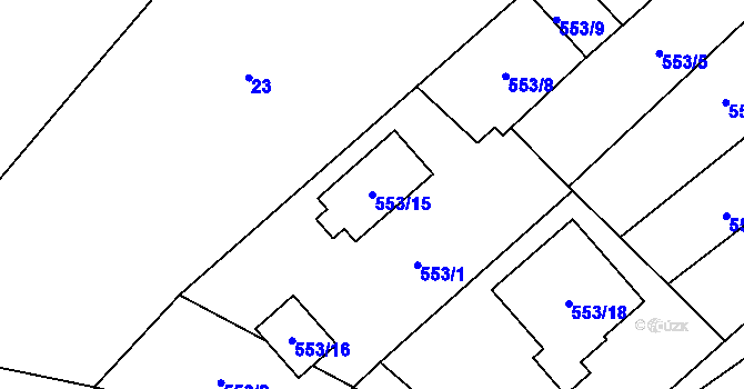 Parcela st. 553/15 v KÚ Butovice, Katastrální mapa