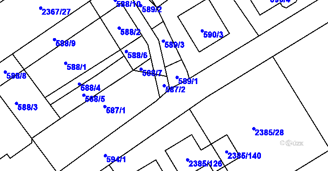 Parcela st. 587/2 v KÚ Butovice, Katastrální mapa