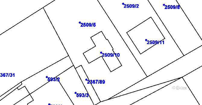 Parcela st. 2509/10 v KÚ Butovice, Katastrální mapa