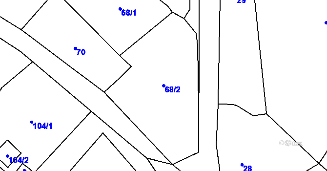 Parcela st. 68/2 v KÚ Butovice, Katastrální mapa