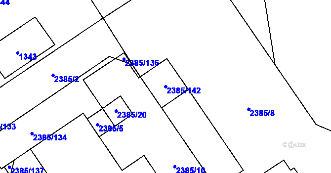 Parcela st. 2385/142 v KÚ Butovice, Katastrální mapa